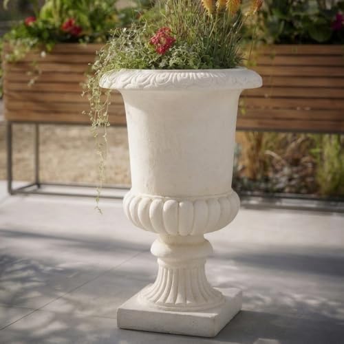 Urn Planter Beige White Magnesium Oxide 16.93x23.62 in - Image 5