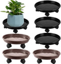 Planterhoma 6 Packs Plastic Plant Caddy with Casters 12” Plant Dolly Heavy Duty Rolling Plant Stand with Wheels for Indoor and Outdoor Large Heavy Plant Pot Rollers, Black and Brown by Planterhoma