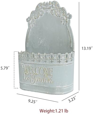 Metal Hanging Planters Wall Mount Planter Wall Vases for Flowers Shabby Chic Decor for Rustic Farmhouse Outdoor Decor Blue - Image 2