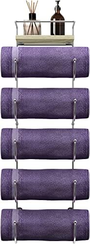 Sorbus Wall Towel Rack, 5-Tier Wood Shelf, Wall Mounted (Silver) by Sorbus
