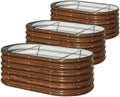 SnugNiture 3 Pcs 4x2x1.5ft Raised Garden Bed Outdoor, 17" Tall Galvanized Metal Planter Box, Oval Raised Garden Bed Kit for Planting Vegetables Plants Fruits, Brown by snugniture