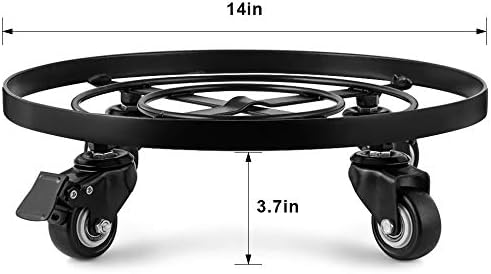 Amagabeli 2 Pack 14" Plant Caddy with Wheels Heavy Duty Iron Potted Rolling Plant Stand Dolly with Brake Metal Planter Flower Pot Rollers Movers Indoor Outdoor Trolley Casters Coaster - Image 2