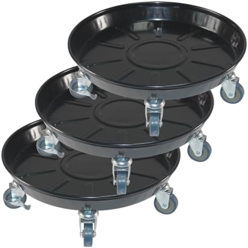 14" Heavy Duty Plant Dolly with Wheels, 280lbs Metal Rolling Plant Stand with Casters, Round Wheeled Planter Caddy Roller Base Carry Potted Tree Flower Pot for Indoor Outdoor Garden, 3 Pack, Black by FLRISNTIG