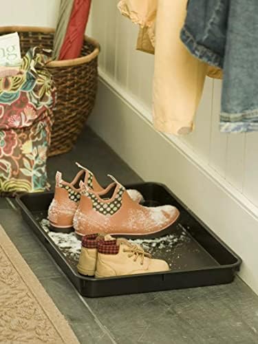 Gardener's Supply Company Entrance Boot Tray | Multi-Purpose All Weather Waterproof Indoor and Outdoor Shoe Mat Made with 100% Durable Recycled Plastic | 22" L x 15.5" W 2" Deep, Black - Size Small by GardenersSupplyCompany