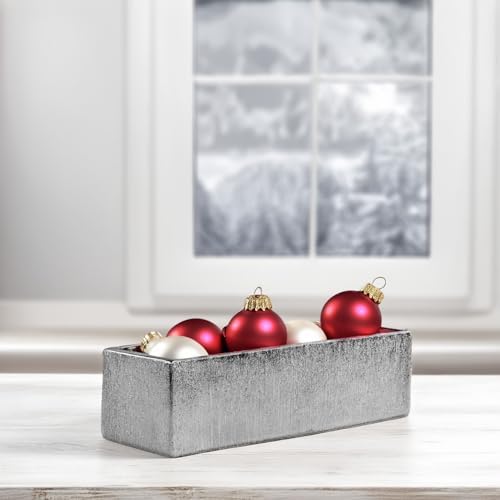WGVI Long Rectangle Ceramic Planter Vase in Silver Etched 14" x 4" x 4"H, Rectangular Box Block Terrarium Pot, Flower Arrangement, Tabletop Centerpiece, Home Décor, Storage Container, 1 Pc. - Image 7