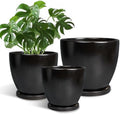 Ceramic Pots for Plants, 10+8+6 Inch Modern Flower Pot, Black by EPFamily