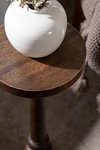 Kate and Laurel Wegner Traditional Wooden Round Drink Table; 8 x 23; Rich Brown; Elegant and Durable Pedestal Table for Use as Small Drink Table; Plant Stand; or Decorative Item Display - Image 4