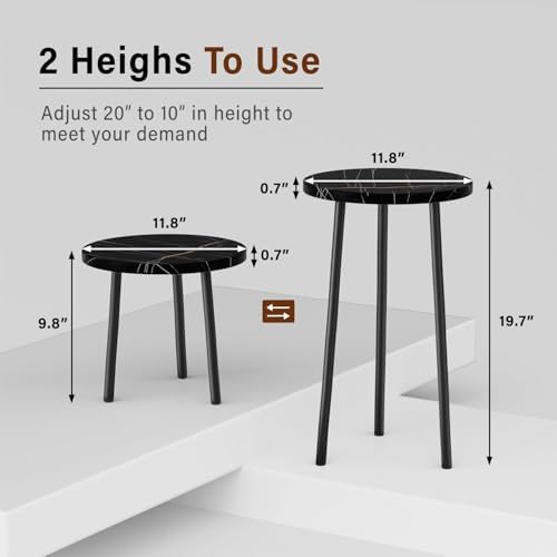Plant Stand Indoor 2 Pack: Tall Plant Stand 20 Inch Convertible Multi-purpose Flowers Holder - Small Round Side End Table Mid Century Modern Decor - Plant Table for Home Decor - Image 3