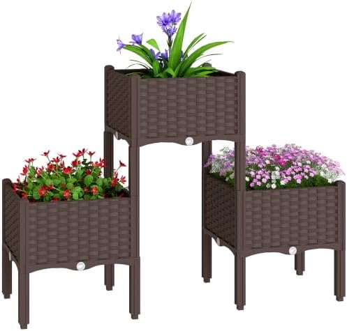 Outsunny Plastic Raised Garden Bed with Legs Self Watering Planter Box by Outsunny