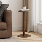 Homleke Round Side Table with Solid Wood Pillar, Small Drink Table - Image 2