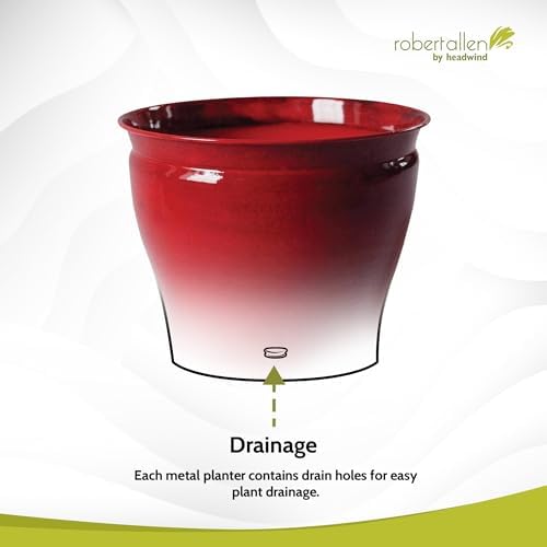 Headwind Glazed Ironstone Avery Collection Decorative Plant Pot – 12" Autumn Blaze Red Glazed Decorative Pot – Lightweight & Durable Flower Pots for Indoor Plants - Outdoor Planter by Robert Allen - Image 4
