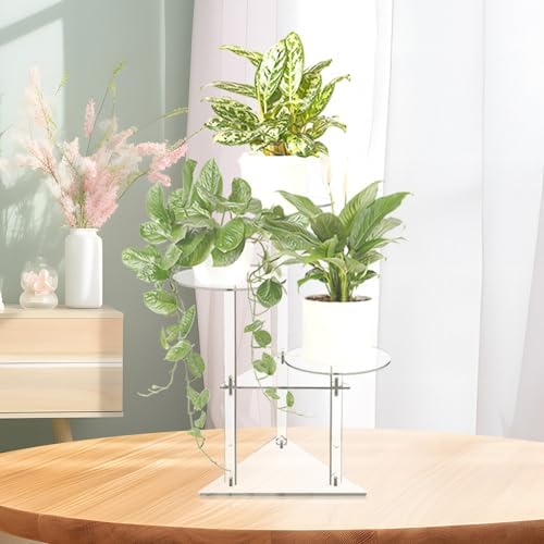 Jusalpha Clear Acrylic Corner Plant Stand, 3-Tier, Indoor Display Shelf for Plants and Flowers, 11 Pounds Load Capacity - Image 5