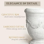 Urn Planter, 16.5 Inch Large White Garden Plant Pots - Image 4