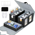 Commander Deck Box for MTG, Trading Card Storage Box Holds 400+ Double-Sleeved Cards, 5 IN 1 Removable Card Case with Dice Tray, Display Window with Magnetic Card Holders for TCG/CCG (Black Grey) by CardStorageBoxformtg