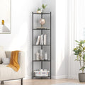 Wisuce Black Tall Corner Shelf Stand, 5-Tier Bamboo Corner Bookshelf by Wisuce