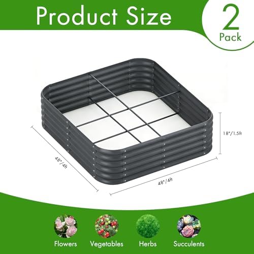 Besebay 2-Pack 4x1.5ft Galvanized Raised Garden Bed, Outdoor Planter Bed, - Image 3