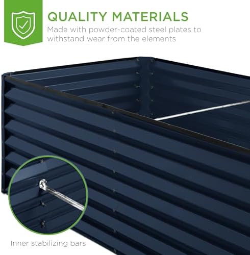 Best Choice Products 6x3x2ft Outdoor Metal Raised Garden Bed, Deep Root Box Planter for Vegetables, Flowers, Herbs, 269 Gallon Capacity, 100% Non Toxic Materials - Navy - Image 6
