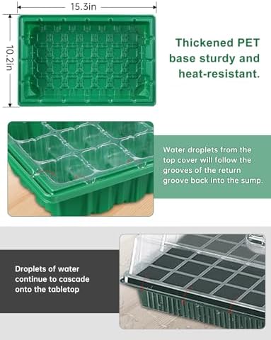 2 Packs Large Seed Starter Tray, Adjustable Brightness and Timer with 48 Full Spectrum LEDs, Seed Starter Kit with Drainage Holes, Tools and Labels for Indoor Plant Growing and Outdoor Gardening - Image 5