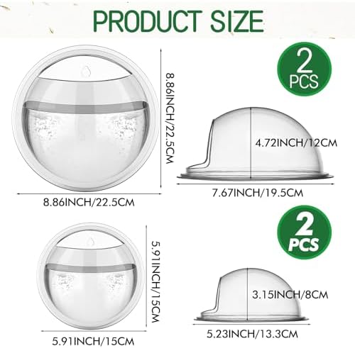 DoubleFill 4 Pcs Wall Fish Tank wall Aquarium Hanging Fish Bowls 9in 6in Acrylic Fish Bubble Ecosphere Decor Fish Bubble Hanging Fish Bowl Clear Vase Flower Plant Pot - Image 2