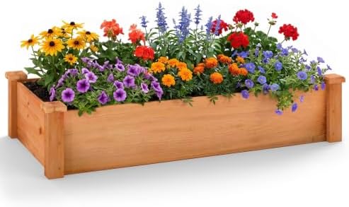 GIANTEX 48" Wooden Raised Garden Bed, Rectangular Planter Box, Orange by Giantex