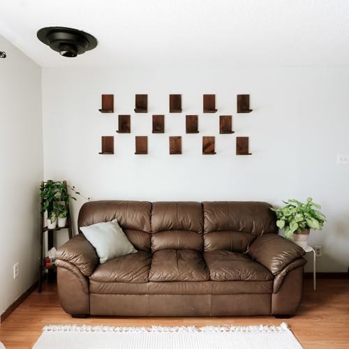 Daniel's Plants 3 Pack Midcentury Modern L Shaped Floating Shelves | Wall Mounted Plant Shelf Kit | Solid Wooden Shelf | 3 Shelves (Woodland Brown) - Image 3