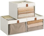 StorageWorks Closet Organizer Bins with Clear Window, Beige, 12.75x12.75x9 by StorageWorks