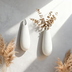 White Ceramic Wall Vases, Set of 2, 12 Inch, Teardrop Design - Image 3