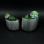 Vintage Look Galvanized Finish Metal Rounded Wall Pocket Set of 2 - Image 5