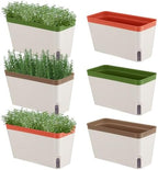 SiliFine 6 Set Window Herb Planter Box Self Watering Plant Pots 10.6 Inch Rectangular Herb Pots Decorative Garden Flower Box for Indoor, Succulent,Vegetables, Flowers by SiliFine