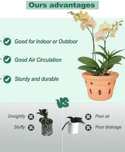 vensovo 5 Inch Terracotta Orchid Pots with Holes, 6 Pack Clay Planters - Image 4
