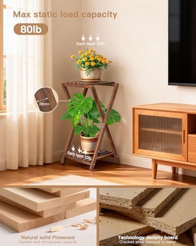 Wood Tiered Plant Stand Indoor,Corner Plant Shelf for Indoor Plants - Image 5