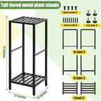Party Zealot 2 Packs of 2-Tier Tall Metal Square Plant Stand 31” Heavy-Duty Modern Flower Pot Rack for Indoor Living Room, Corner Side Table for Outdoor Patio, Garden Planter Holder, Black - Image 3