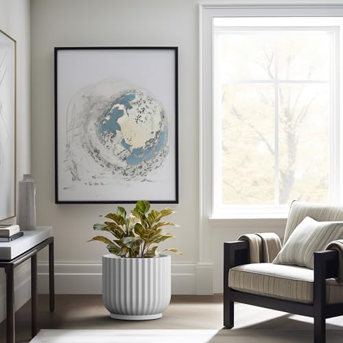 Kante White Concrete Planter 16.7" Dia All-Weather Round Large Pot - Image 4