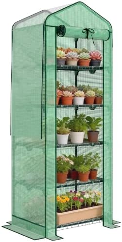 Outsunny 5 Tier Mini Greenhouse w/ Screen Roof 27.6" x 19.7" x 75.6" Green by Outsunny