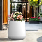 Kante Accent Round Curved White Concrete Planter 17.3" Dia, Outdoor - Image 5