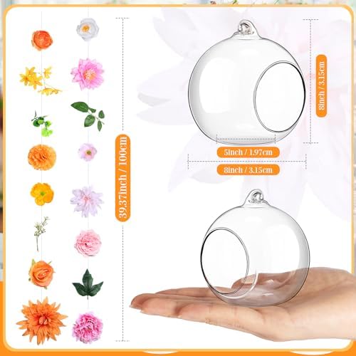 GlikCeil 18 Pcs Hanging Glass Globes 3.15" Tealight Holders Garlands - Image 2