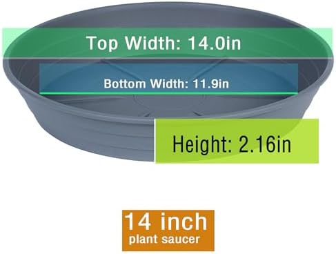 LWALRS Plant Saucer 14 Inch 4 Pack 6 8 10 12 14 16 18 20 25, Plastic Plant Trays for Pots，Extra-Deep Plant Water Dray Tray, Bird Bath Bowl, Heavy Flower Plant Saucers Indoors and Outdoor No Holes - Image 2