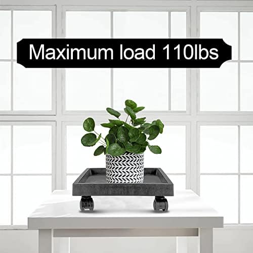 JOIKIT 2 Pack 11.8 Inch Square Plant Caddy with Wheels,Charcoal Gray - Image 4