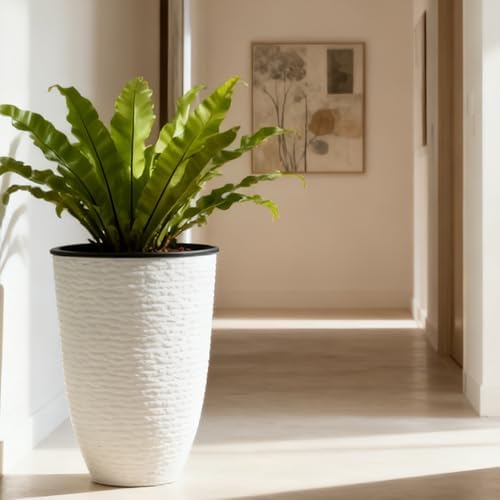 Worth 21" H White Tall Planters with Inside Pots, 2-Pack Large Plant Pots - Image 2