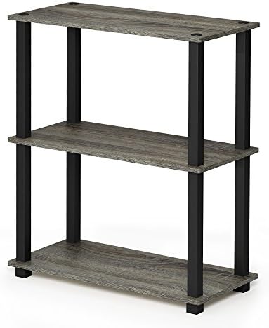 Furinno TURN-S-TUBE Storage Shelves Set of 2, 3-Tier Book Shelf, Corner Shelf, Toolless Open Shelves, Square Tubes, for Organization and Storage, Living Room, Garage, Home Office, French Oak - Image 6