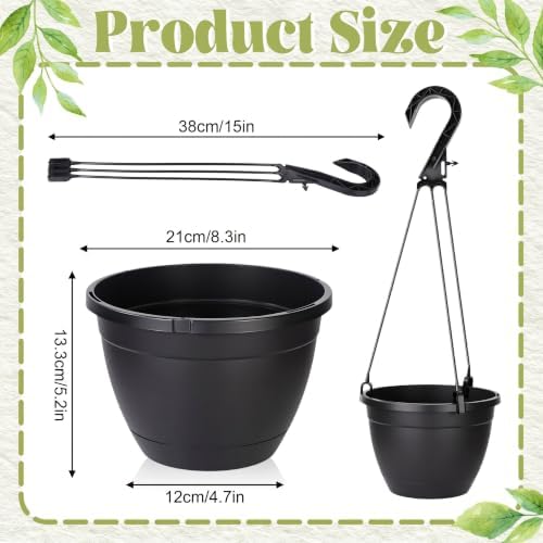 Roshtia 12 Pcs 8.3 Inch Plastic Hanging Pots for Plants Bulk with Hooks - Image 2