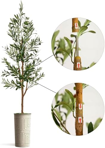 Artificial Tree in Optional Designed Pot, Fake Olive Silk Tree for Indoor and Outdoor Home Decoration - 68" Overall Tall (Plant Pot Plus Tree) - Image 6