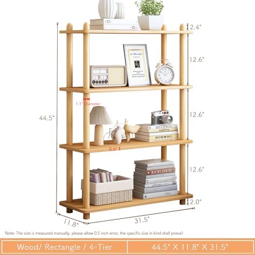 IOTXY 4-Tier Wooden Shelf Bookcase, Freestanding Open Bookshelf, Oak - Image 2
