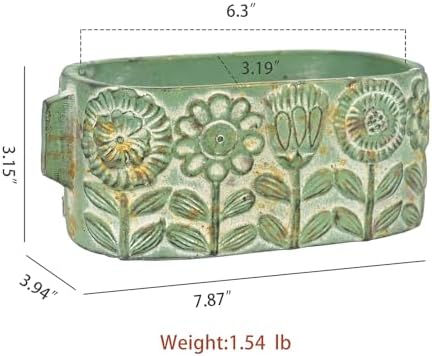 8 inch Green Pots Planters Indoor Plants Succulent Pots Rectangle Window Box Cactus Plant Containers for Home Decor(No Drainage) - Image 2