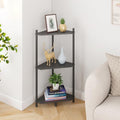 Wisuce Black Small Corner Shelf Stand, 3-Tier Bamboo Corner Bookshelf by Wisuce