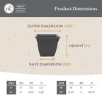 The HC Companies Eclipse Square Plastic Planter w/Attached Saucer - Outdoor & Indoor Plant Pot with Drainage Holes - Lightweight, UV-Resistant Plastic Pots for Plants (12" Rose, Pack of 1) - Image 5