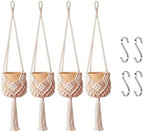 Hanging Planter with Patterns,4Packs Macrame Plant Hangers Indoor Macrame for up to 8 inch Pot Crochet Boho Plant Hanger Holder for Indoor Outdoor with 4 Stainless Steel Hooks (4Pcs White Colors) by XINBOR