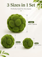 Cabilock 3Pcs Artificial Moss Balls, Fake Green Topiary Spheres Bowl Filler, Simulated Plant Decor, Decorative Imitation Moss Rocks Floral Arrangements Wedding Garden Party, 10cm+12cm+15cm - Image 3