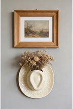 Ceramic Cowboy Hat Wall Vase - Handmade Hanging Flower Planter, Western Boho Room Decor & Coastal Cowgirl Aesthetic Wall Art for Home Decorations (Beige) - Image 5