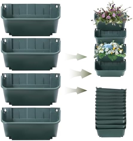 16 Pack Vertical Garden Planter,13 inch Wall Mounted Planter for Patio Indoor Outdoor Decor, Garden Self Watering Pot Balcony Plant Vegetable Fruit Herb Hanging Pocket Holder Flowerpot (Army Green) - Image 5